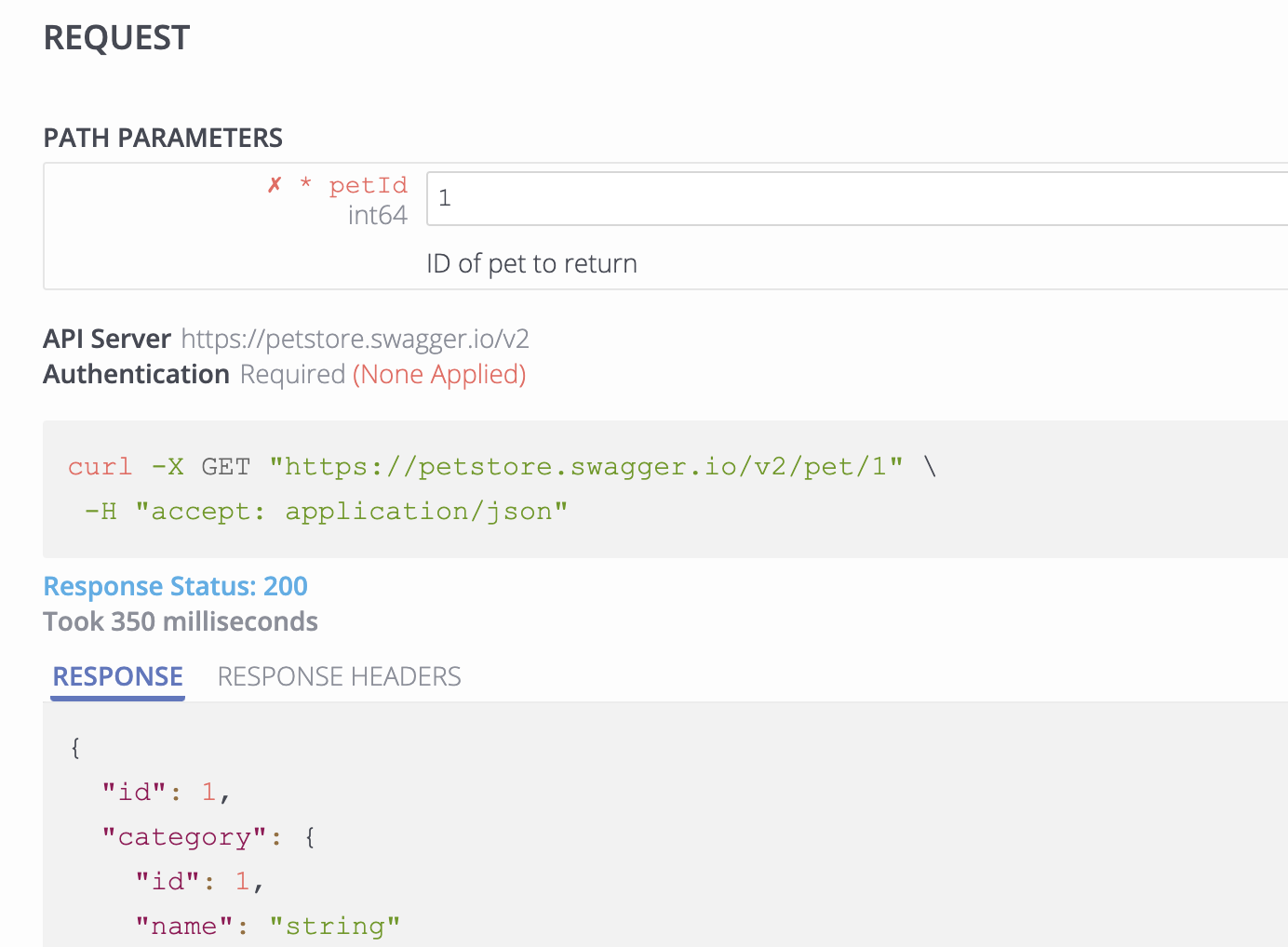 Built-in API try-out functionality within the portal