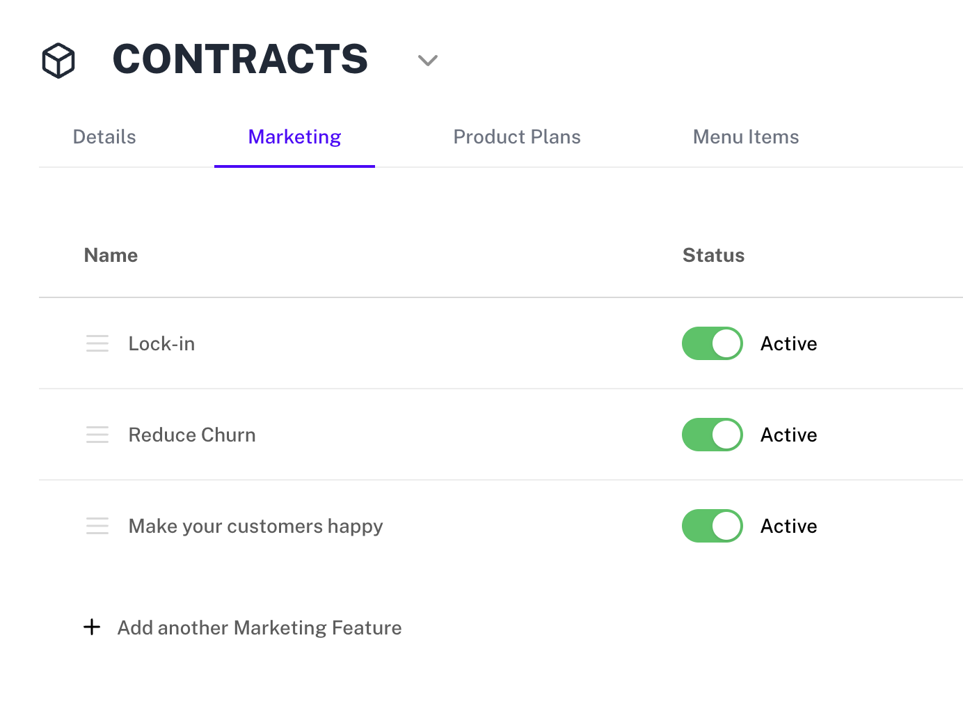 API product editing screen with title, description and marketing settings