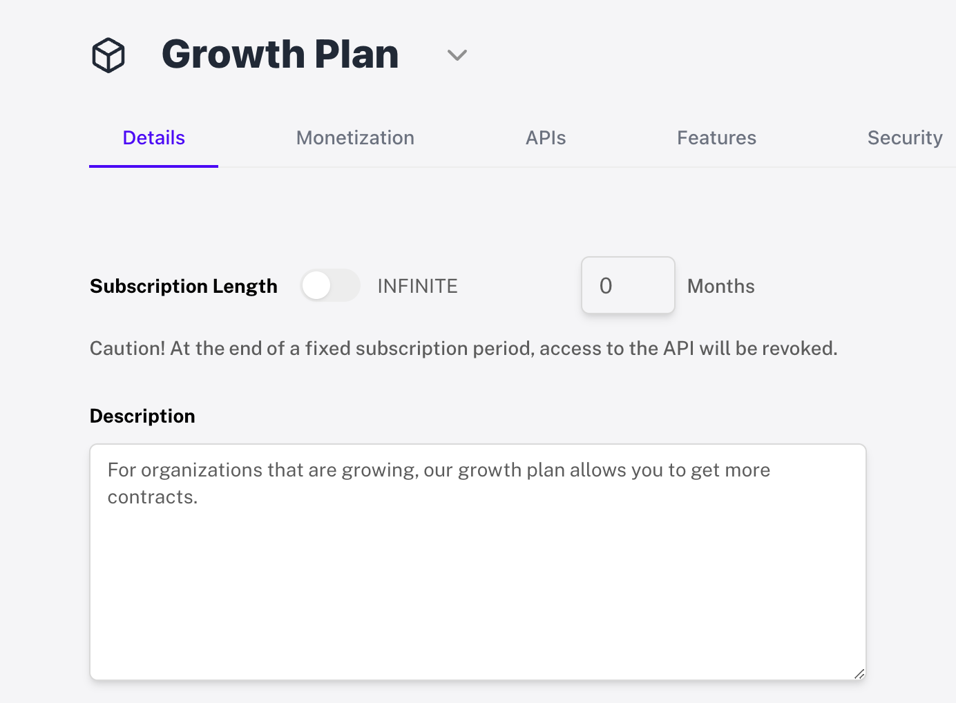 API product plans with sandbox and production environments