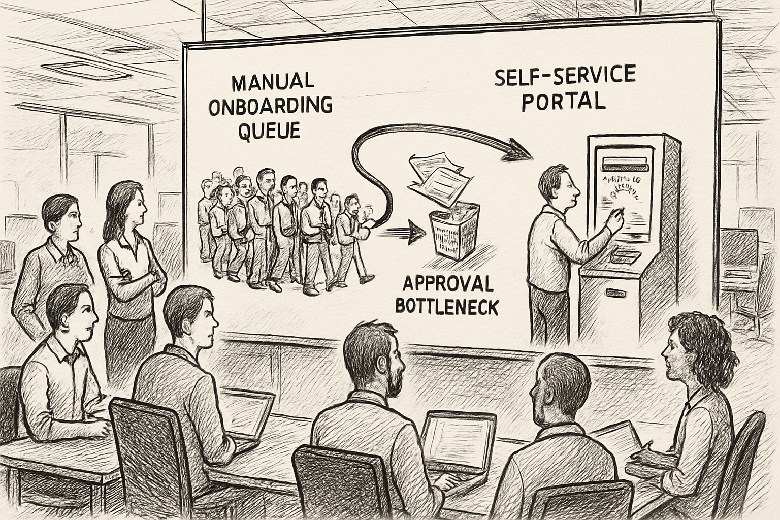 Partners moving from a chaotic manual onboarding queue to a streamlined self-service API portal